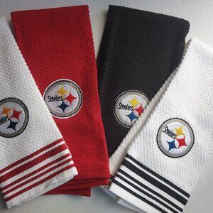 Pittsburgh STEELERS set of 2 Embroidered Tea towels hands towels 100% Cotton